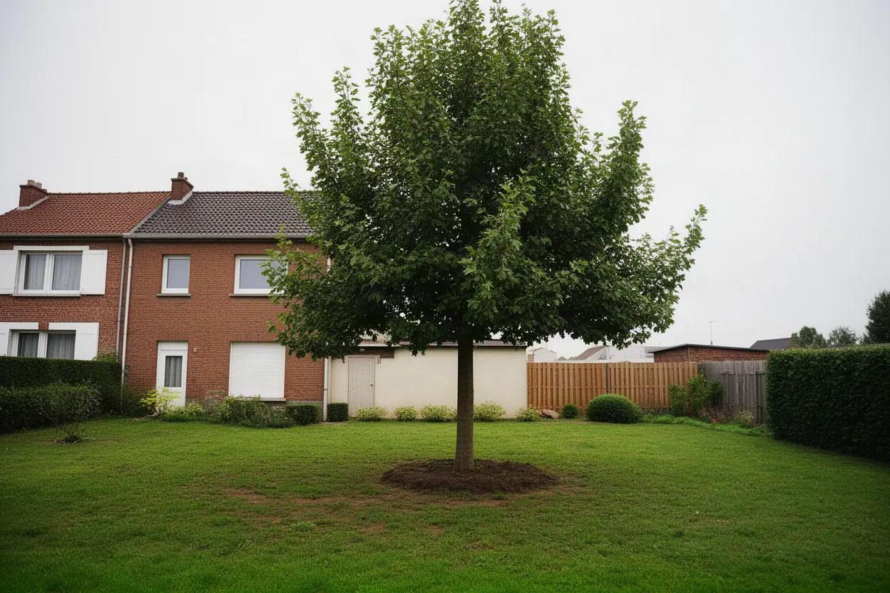 Arbre à retirer près des aménagements d'un jardin