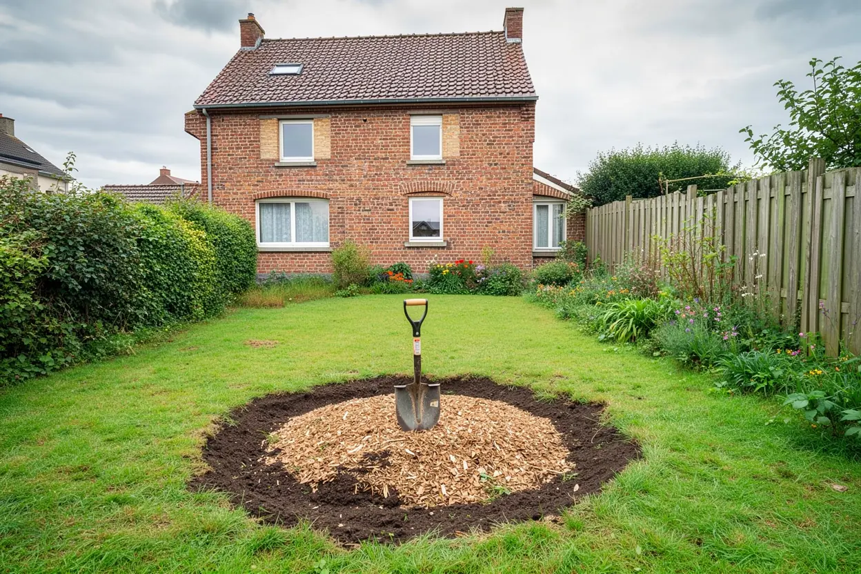 Espace de jardin libéré après dessouchage à Bergues