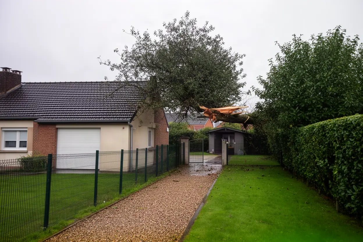 Branche instable au-dessus d'un accès à Cappelle-la-Grande