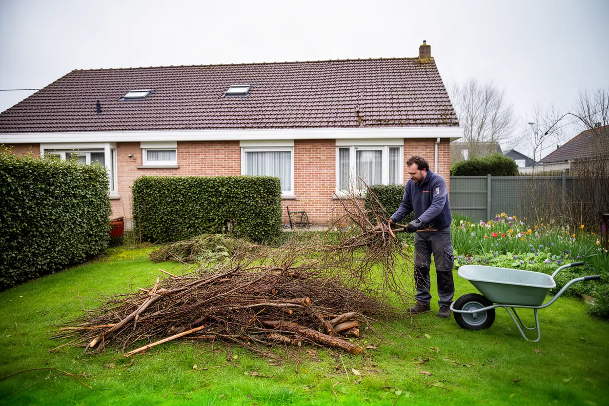 Ramassage de branches après élagage à Dunkerque